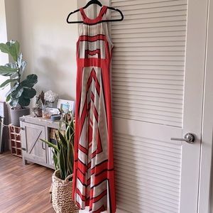 Scarf Print Crêpe de Chine Fit & Flare Maxi Dress